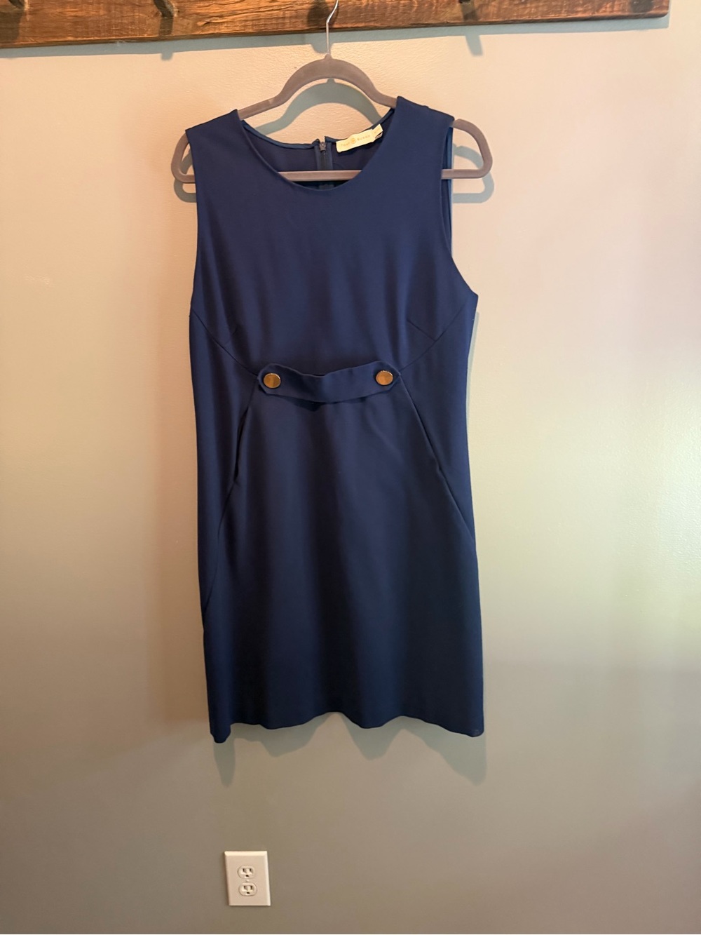 Tory Burch Navy Sleeveless Mini Dress with Gold Buttons